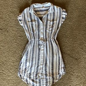 Japna navy blue and white striped short sleeve dress